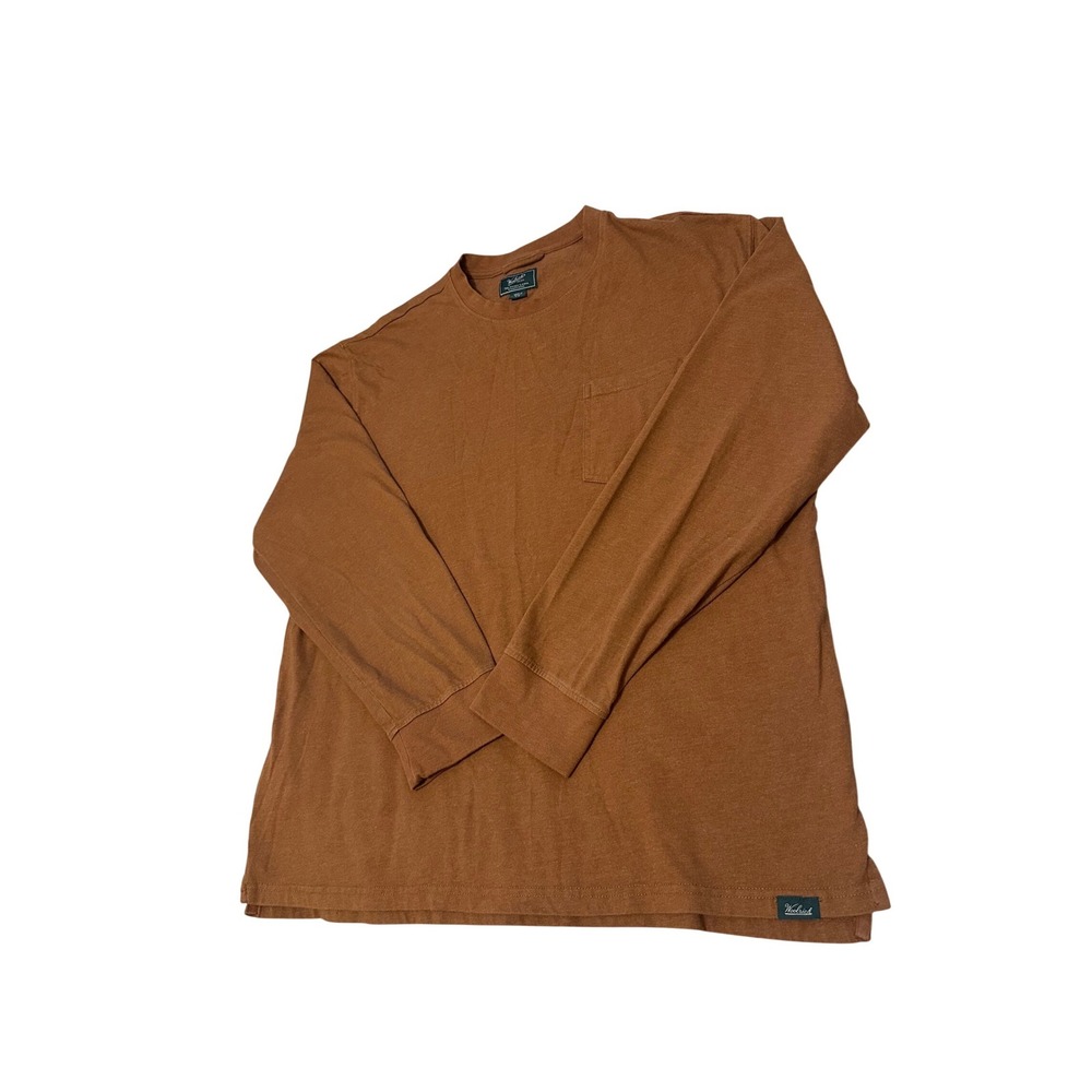 Woolrich Green Label Mens Large‎ Long Sleeve Pocket T-Shirt Tobacco Brown Cotton